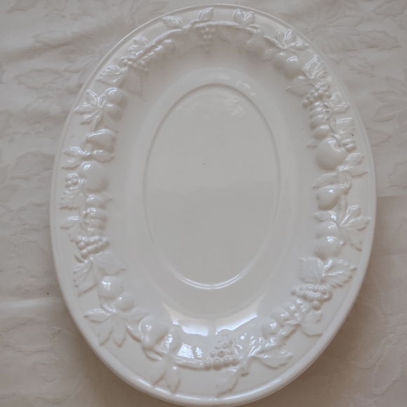 Embossed fruits oval fine china holiday dinner platter